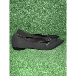 Prada Black Satin Pointed Toe Ballet Flats Women Size 9.5 US 41 EU Made In Italy